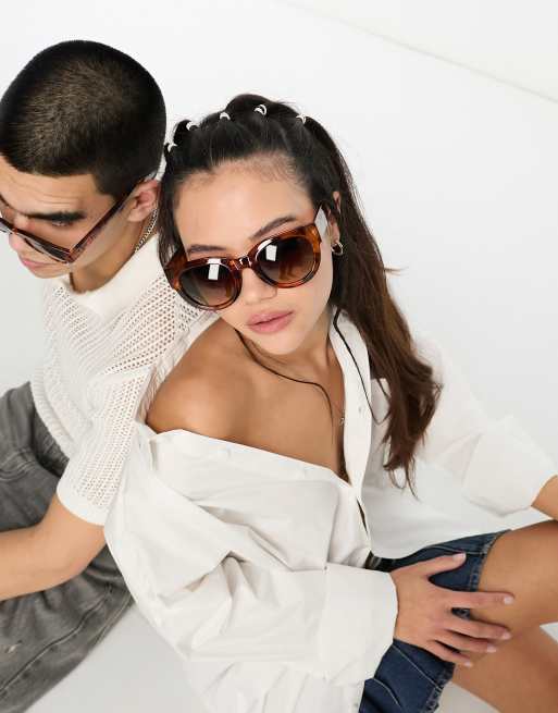 A.Kjaerbede Nancy square sunglasses in black demi tortoise
