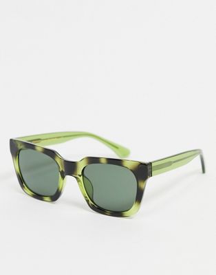 A.Kjaerbede Nancy unisex 70s square sunglasses in dark green tort | ASOS