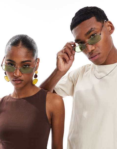 A.Kjaerbede Noah rectangular metal frame sunglasses in matt gun metal - view 1