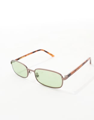 A.kjaerbede Noah Rectangular Metal Frame Sunglasses