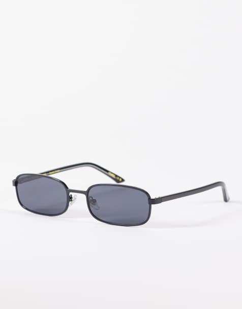 A.Kjaerbede Noah slim square metal frame sunglasses in black