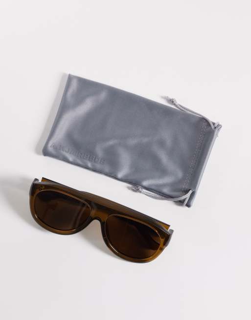 A.Kjaerbede - Rio - Occhiali da sole aviatore oversize a mascherina color fumo trasparente, 3 di 3