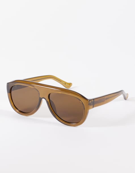 A.Kjaerbede - Rio - Oversized aviator zonnebril met schild in transparant rook - view 1