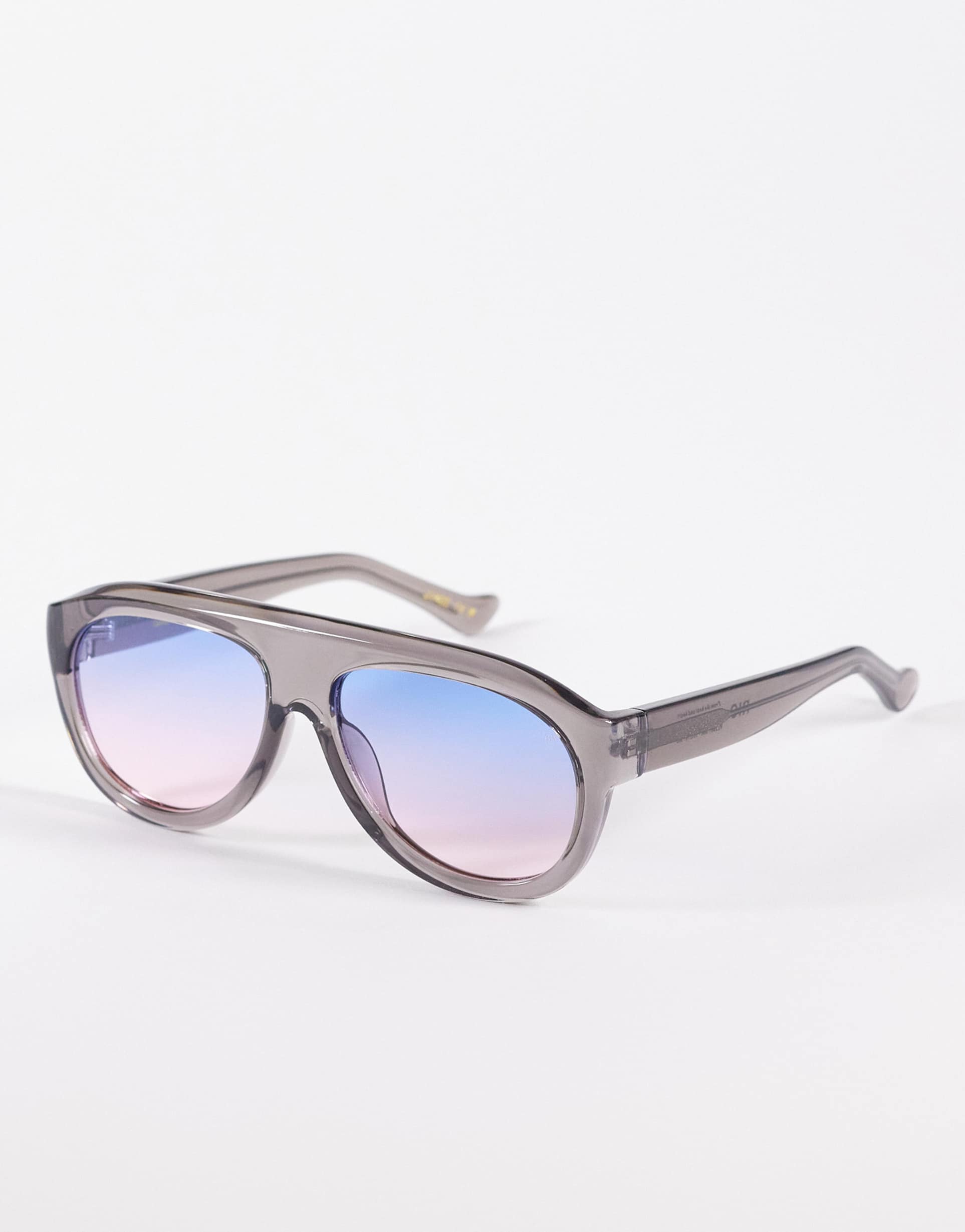 a.kjaerbede rio oversized shield aviator sunglasses in gray transparent with gradient lens