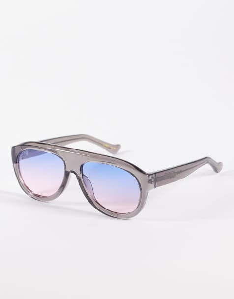 A.Kjaerbede – Rio – Szare przezroczyste okulary przeciwsłoneczne z masywnymi oprawkami typu aviator i gradientowymi soczewkami - view 1