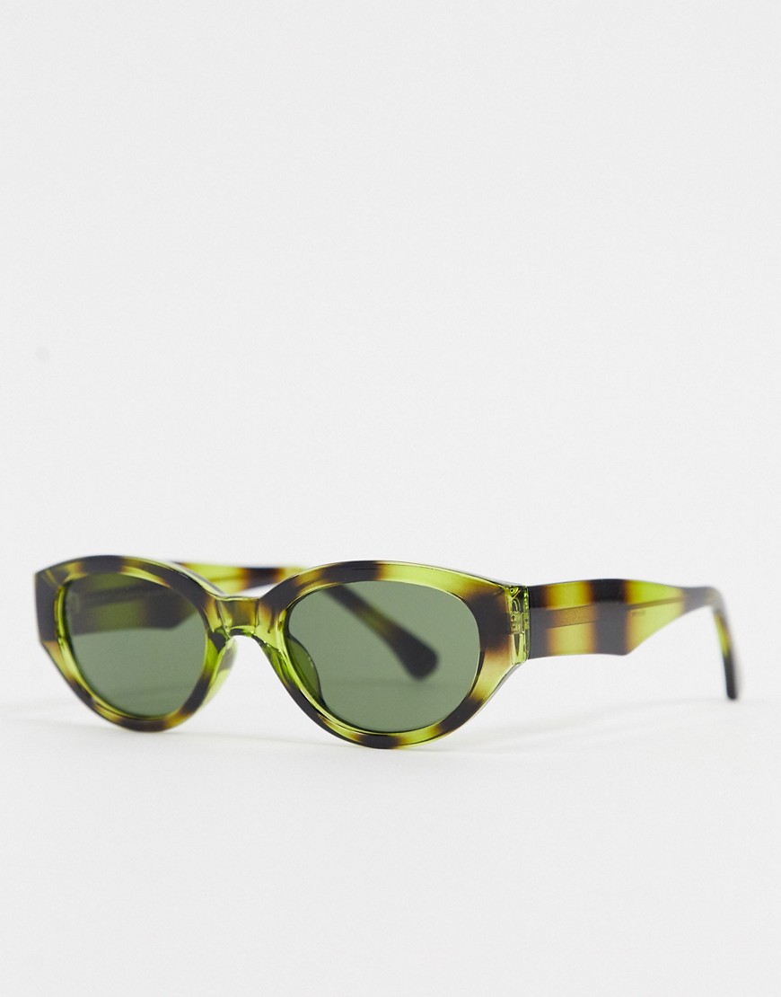 A.Kjaerbede - Ronde retro zonnebril in groen tortoise-Bruin