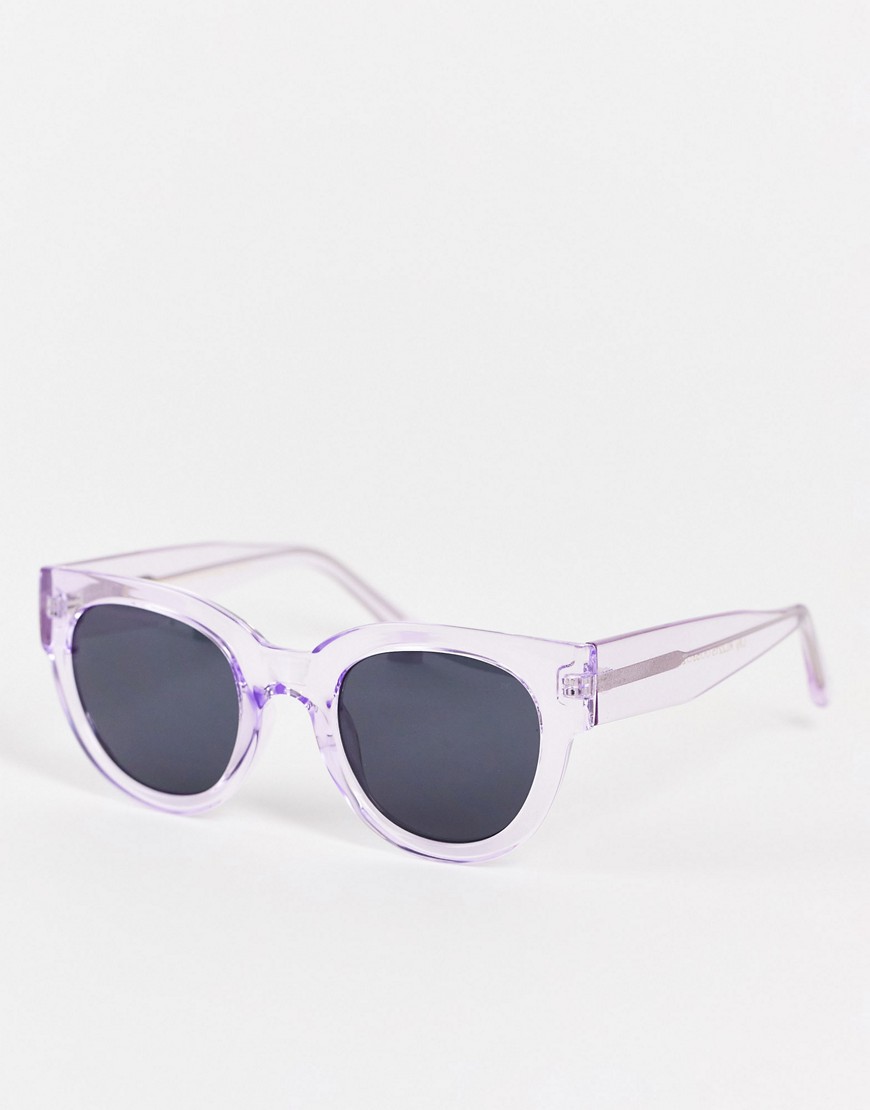 A.kjaerbede Round Cat Eye Sunglasses In Lavender Transparent-purple