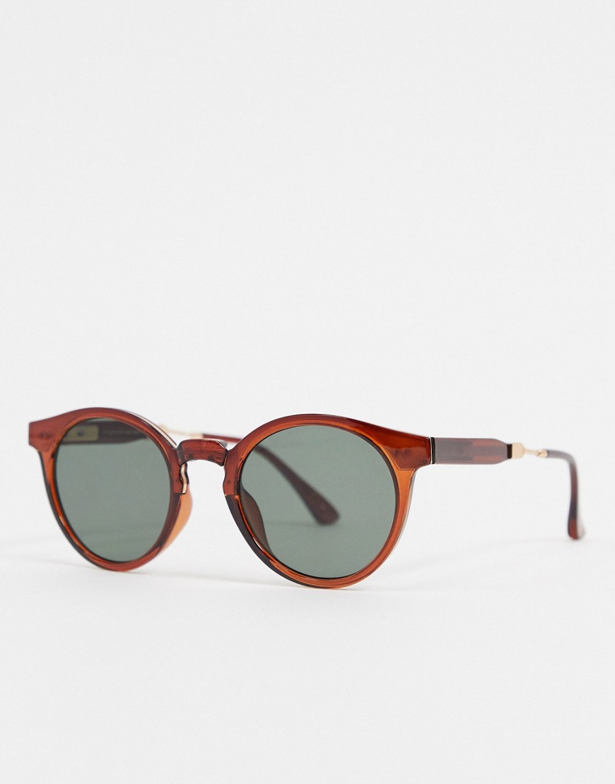 A.Kjaerbede round sunglasses in brown with metal detailing