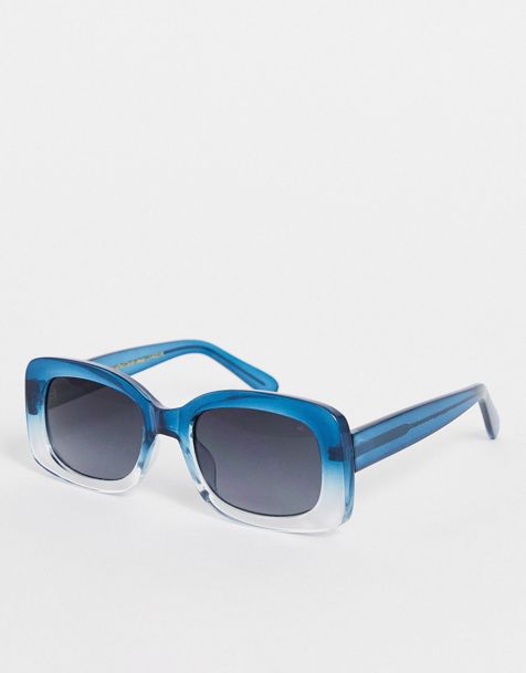 Blue Pink Chain Leg Square Sunglasses For Women Vintage New Brand