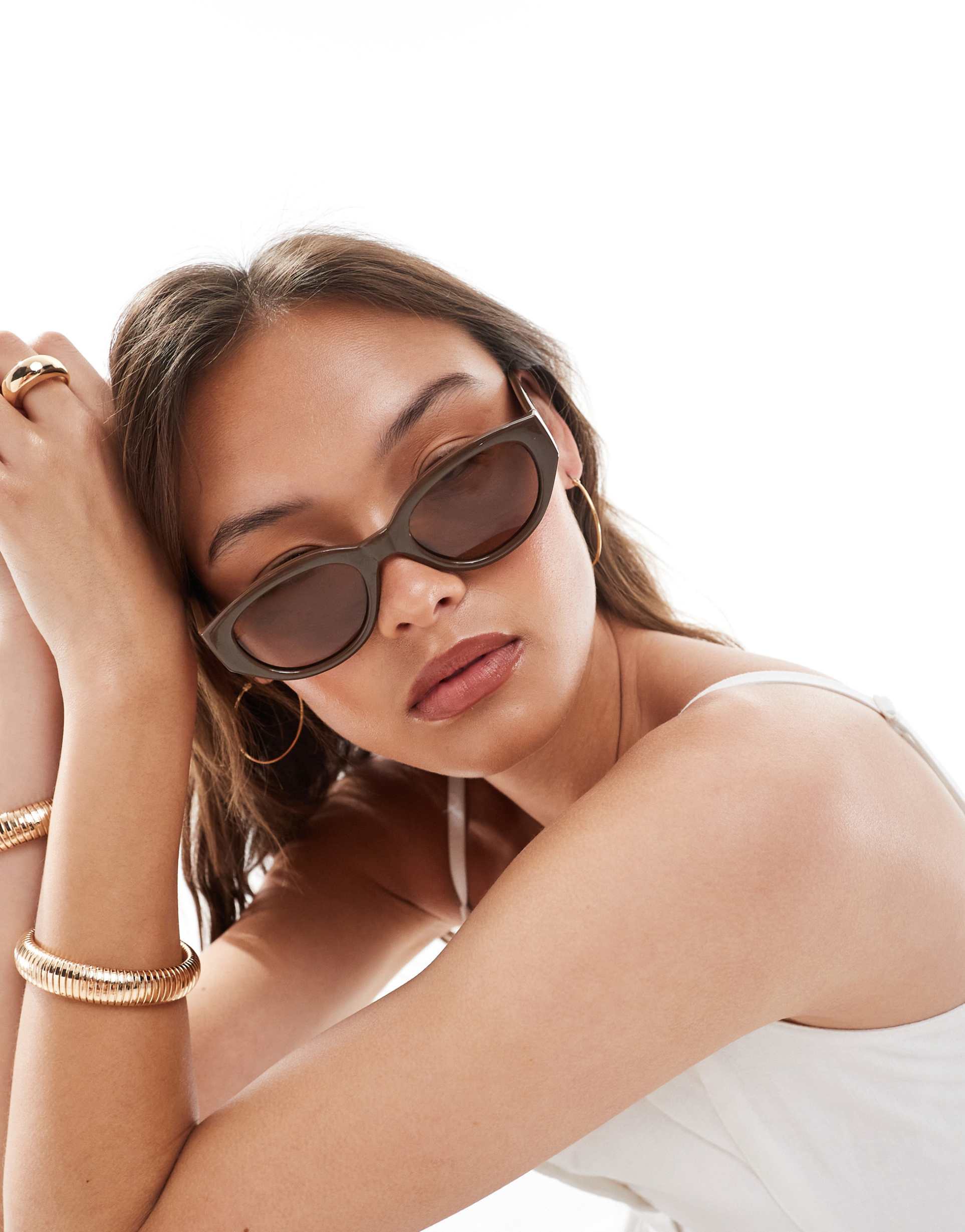 a.kjaerbede winnie cat eye sunglasses in chocolate brown