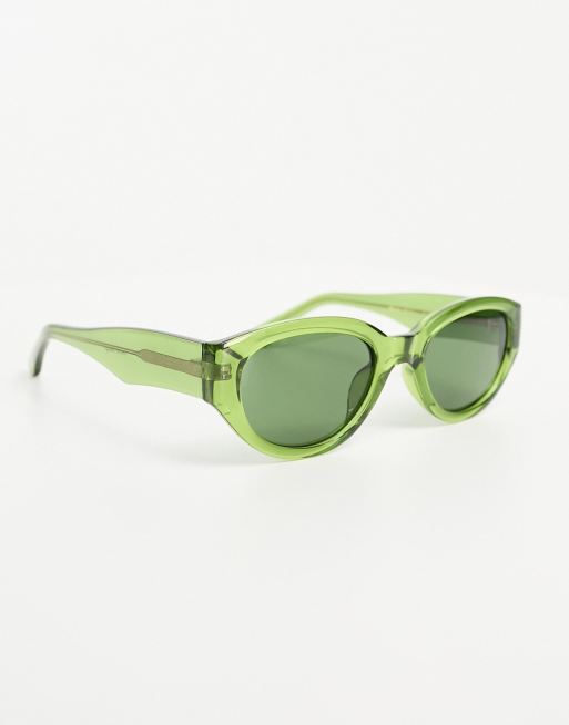 A.Kjaerbede - Winnie - Occhiali da sole cat-eye verde oliva chiaro da festival, 3 di 4