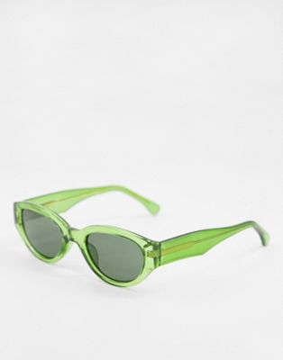 A.Kjaerbede Winnie unisex round retro sunglasses in green - ASOS Price Checker