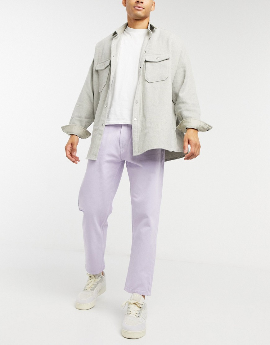 Albam twill tapered fit trousers in lilac-Purple