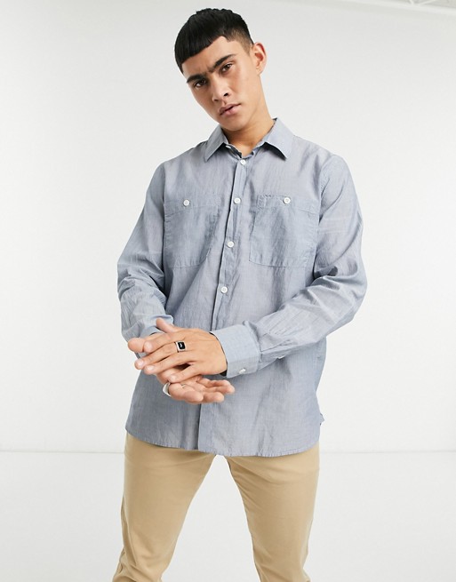 Albam Utility factory small pinstripe overshirt in blue