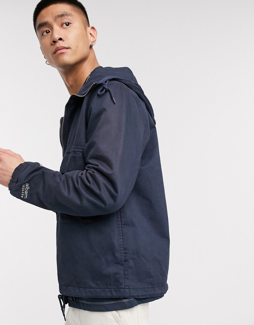 Albam Utility hooded chest pocket jacket with badge detail in navy