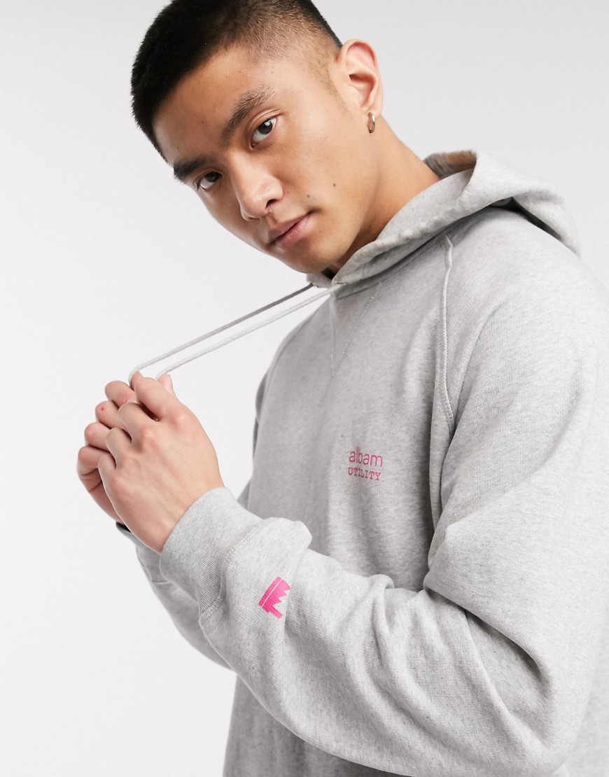 Albam - Utility-hoodie met logo op de borst in gemêleerd grijs