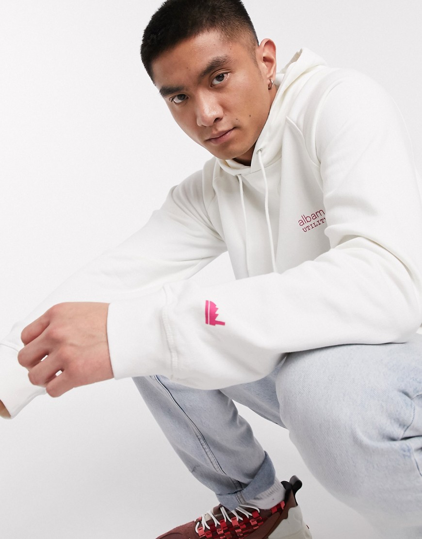 Albam Utility hoodie with chest brand in white