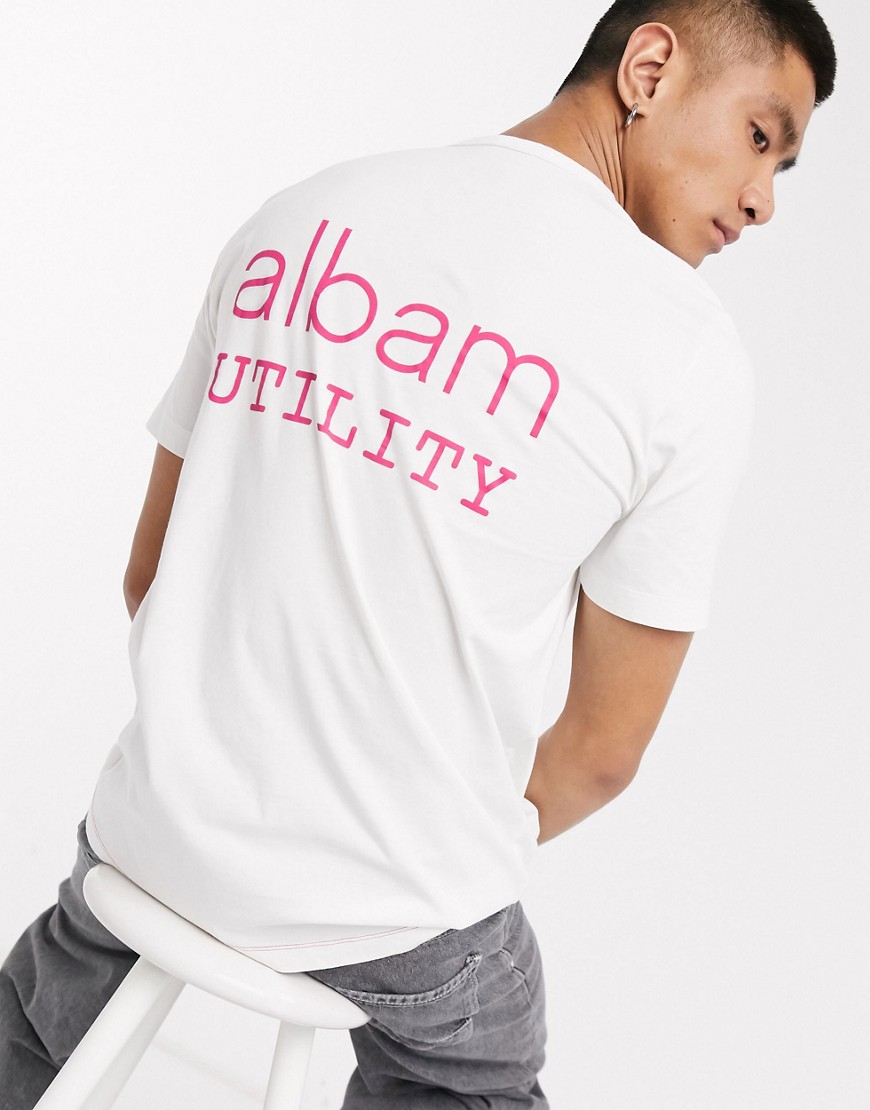 Albam Utility - T-shirt con grafica sul davanti e sul retro bianca-Bianco