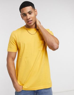 Albam Utility – T-Shirt mit Logo und Brusttasche in Gelb