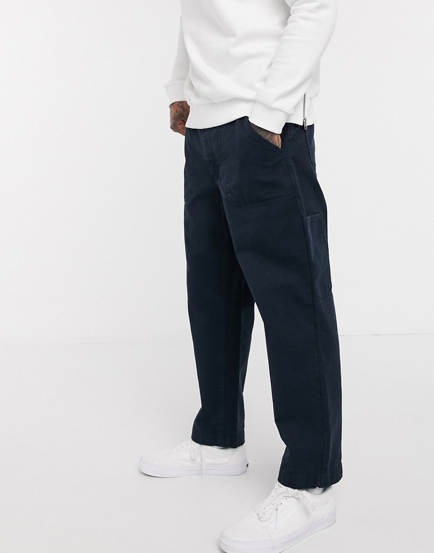Albam Utility twill worker trousers with tapered leg in navy