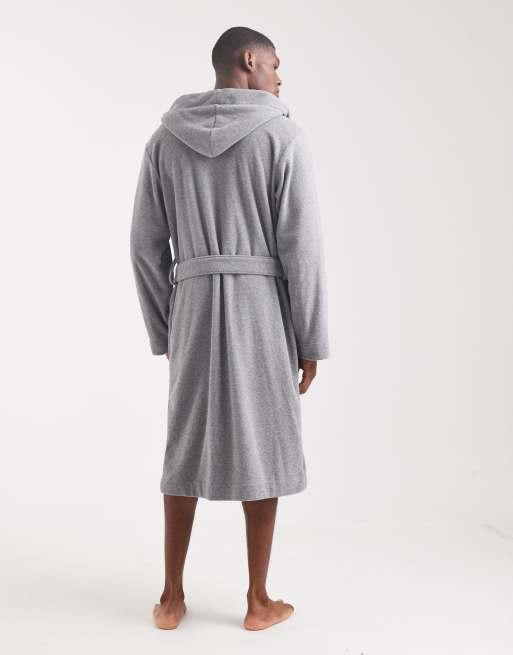 Albornoz gris de tejido rizado de BOSS Bodywear, 3 de 5