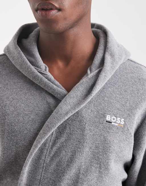 Albornoz gris de tejido rizado de BOSS Bodywear, 5 de 5