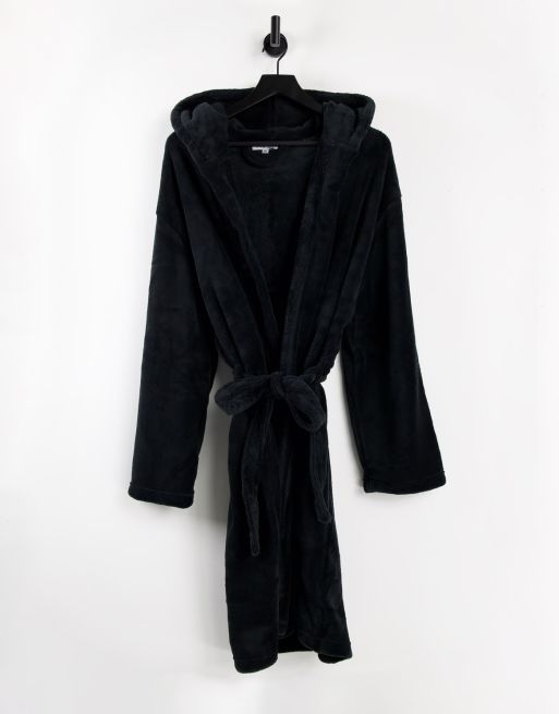 Albornoz negro de felpa gruesa estilo sherpa de Loungeable