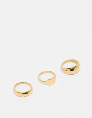 ALDO 3 pack of molten band rings in gold