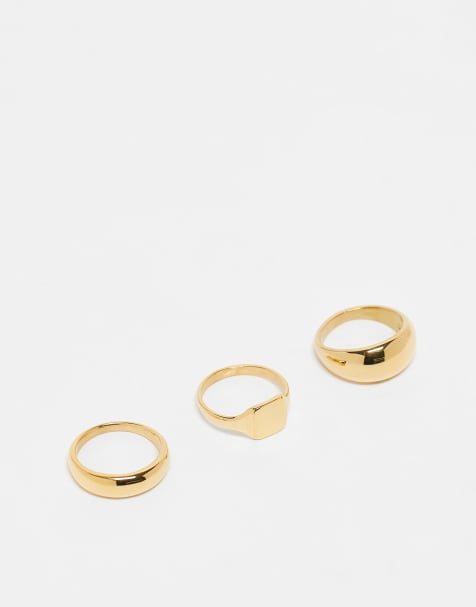 ALDO 3 pack of molten band rings in gold - view 1
