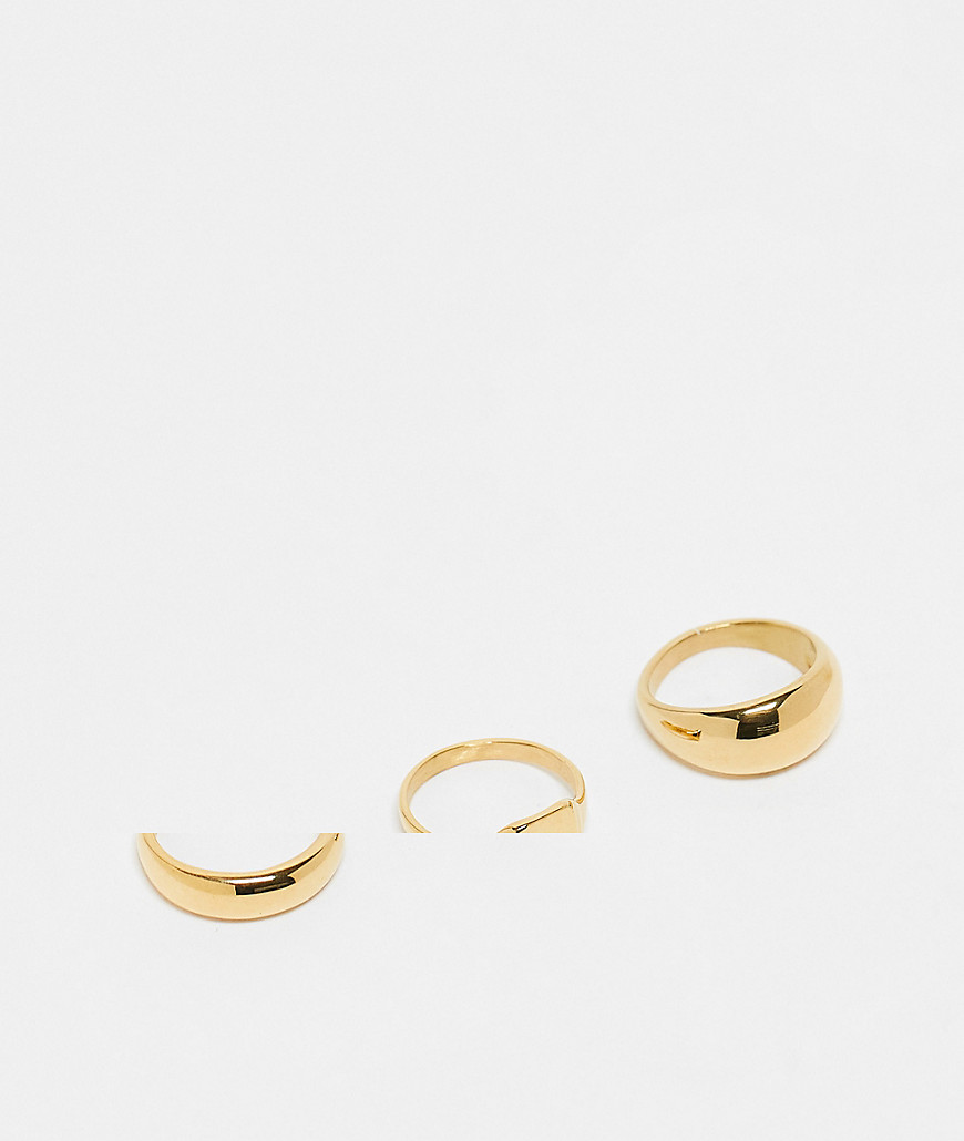 ALDO 3 pack of molten band rings in gold
