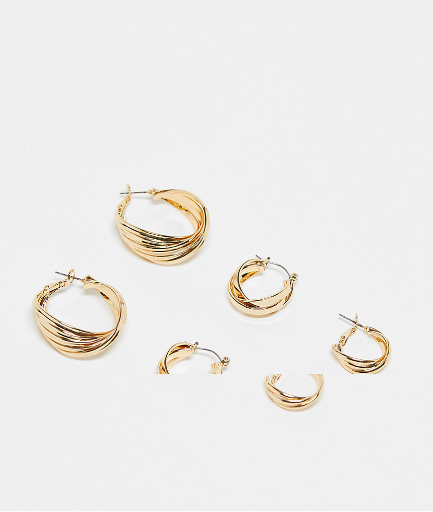 ALDO 3 pack of triple hoop earrings in gold