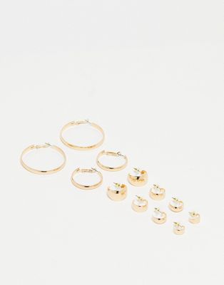 ALDO 6 pack of chunky hoop earrings in gold
