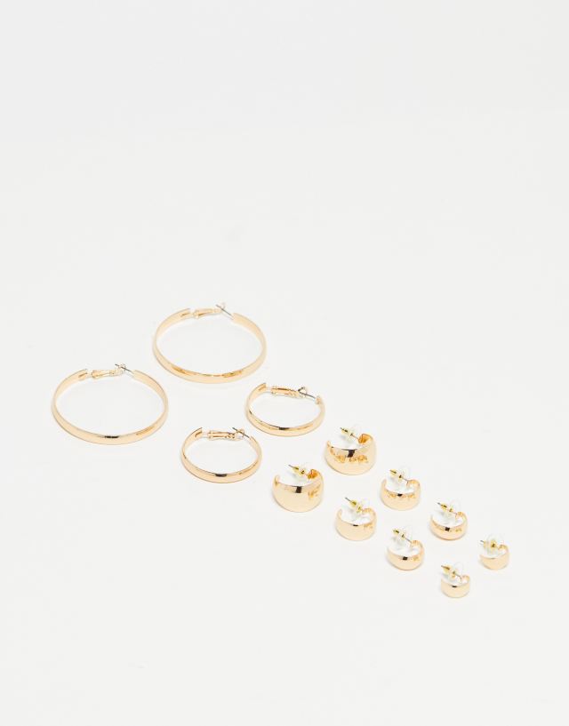 ALDO - 6 pack of chunky hoop earrings in gold