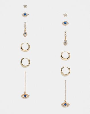 ALDO 6 pack of stud and hoop earrings in gold - ASOS Price Checker