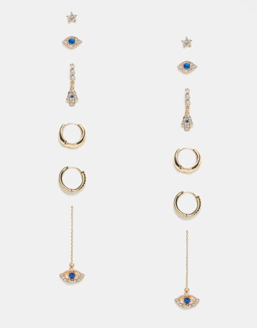 ALDO 6 pack of stud and hoop earrings in gold
