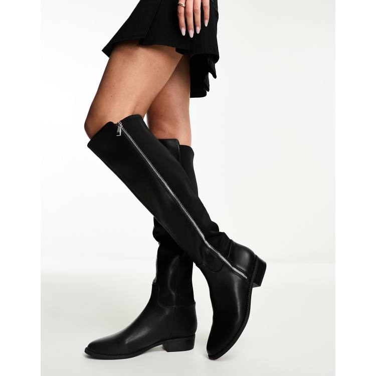 ALDO Aahliyah flat knee boots in black ASOS