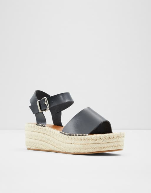 ALDO Abearith flatform espadrille sandals in black | ASOS