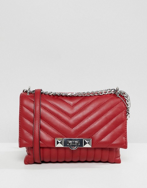 ALDO Abilanel Red Quilted Cross Body Bag With Studding | ASOS