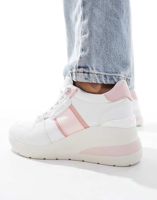 ALDO Abnerry Sneaker in WeiB und Rosa mit Keilabsatz