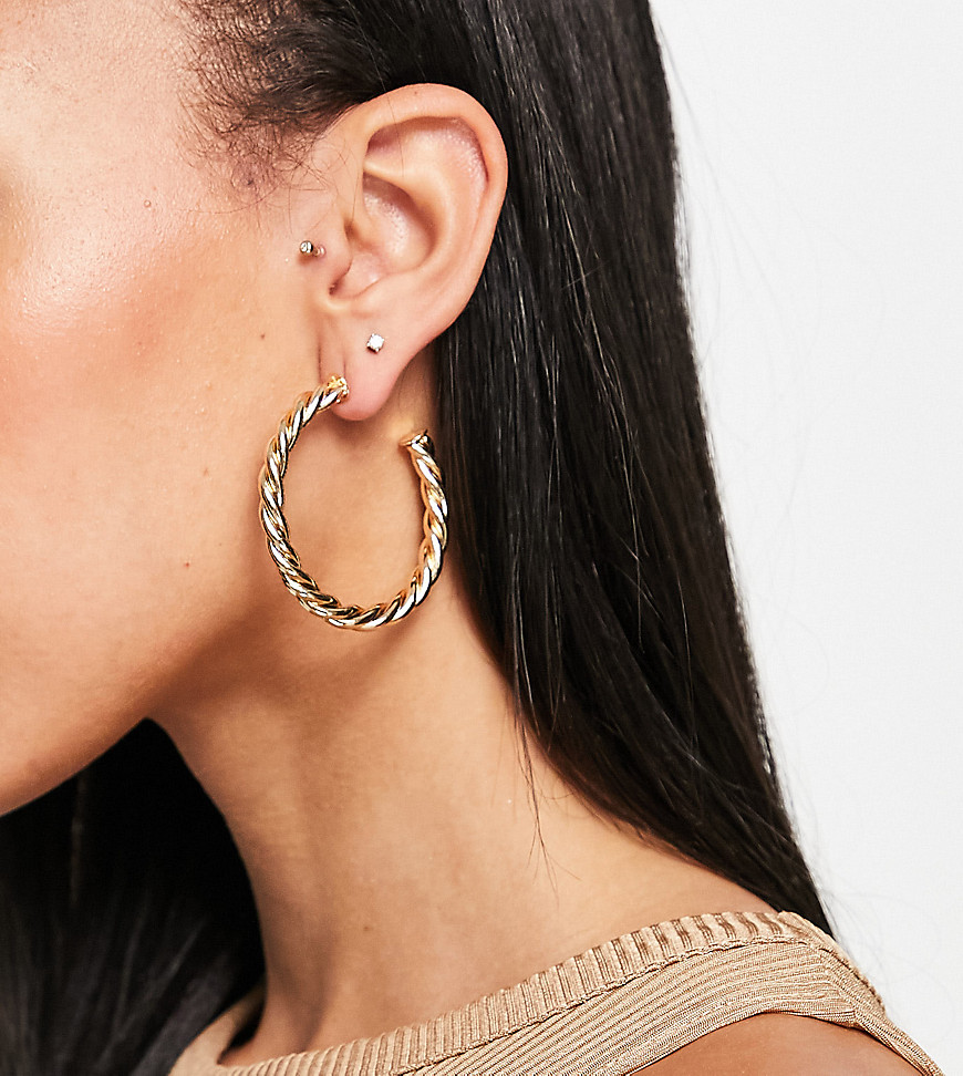 ALDO Aderima mixed sized battered hoop earrings in gold