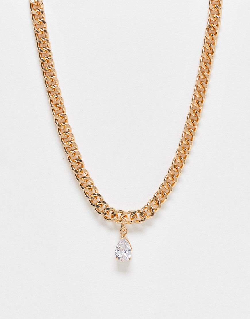 Aldo Adredelia Necklace With Cubic Zirconia Crystal In Gold Tone
