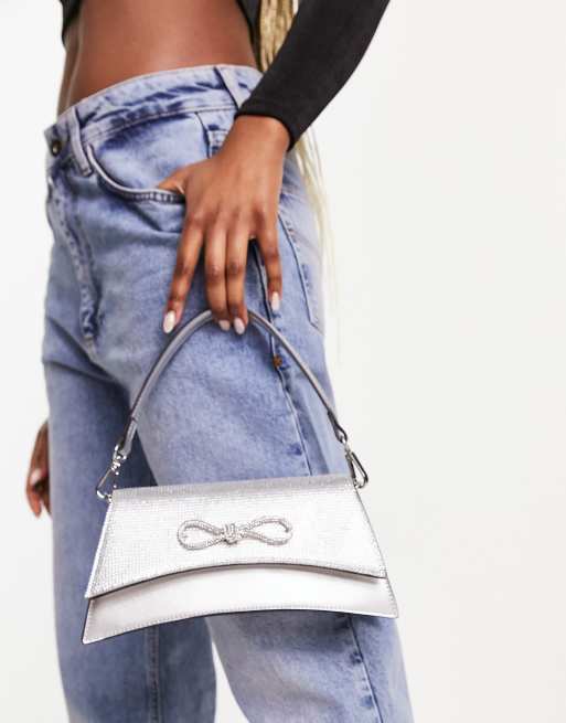 ALDO Adridan embellished bow mini bag in silver ASOS