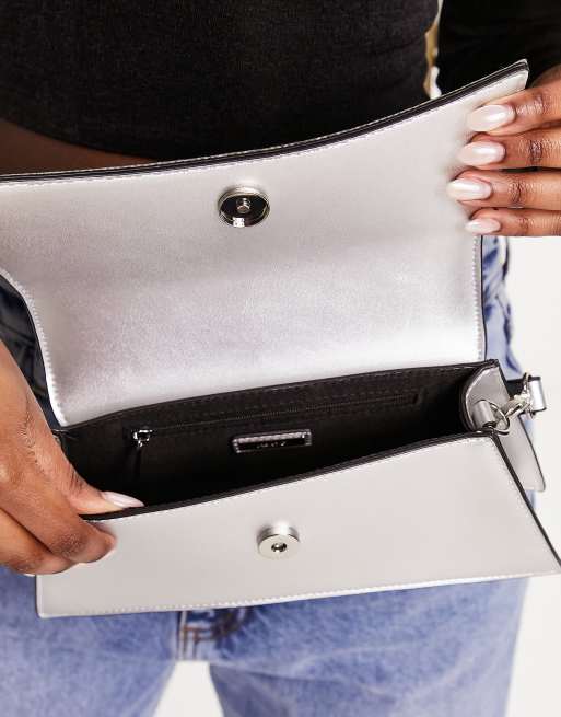 Estelle | Luxury Silver Mini Bag | Rhinestone Embellished Handle