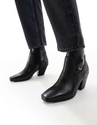 ALDO - Adwaodith - Ankle-Boots aus Leder in Schwarz mit niedrigem Absatz
