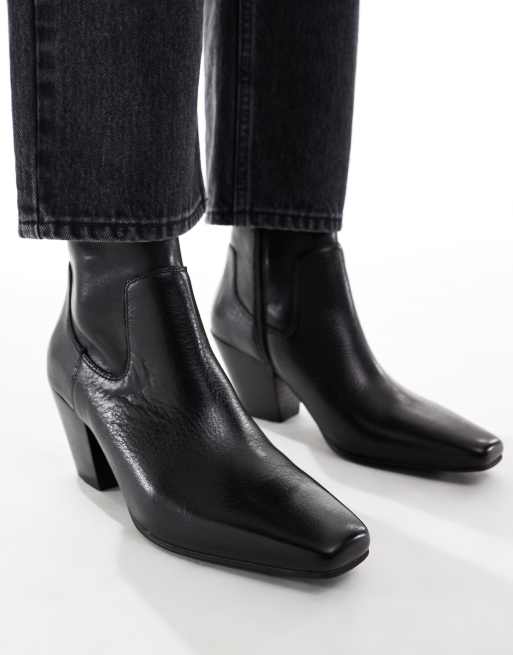 ALDO – Adwaodith – Czarne skórzane botki do kostki na niskim obcasie, 4 z 4