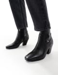 [ALDO] ALDO Adwaodith sock low heeled ankle boot in black leather 36 BLACK