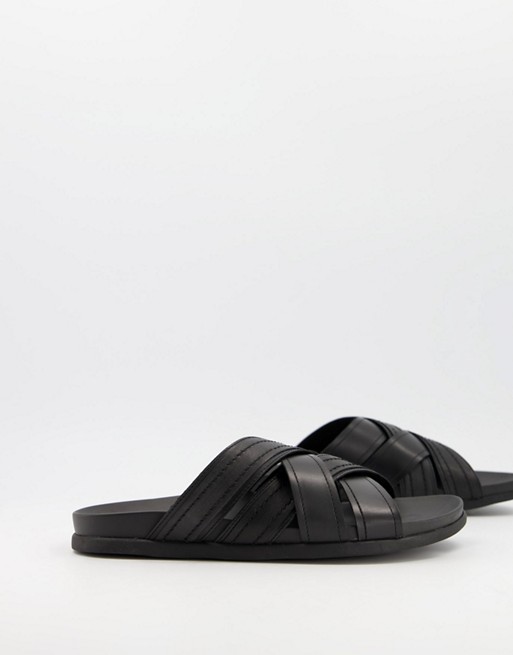 Aldo afadode leather cross strap sandals in black