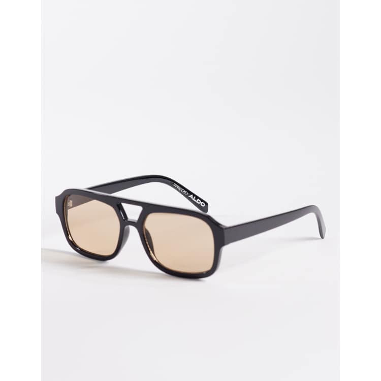 ALDO afohal aviator sunglasses with brown lenses in black | ASOS display picture 2