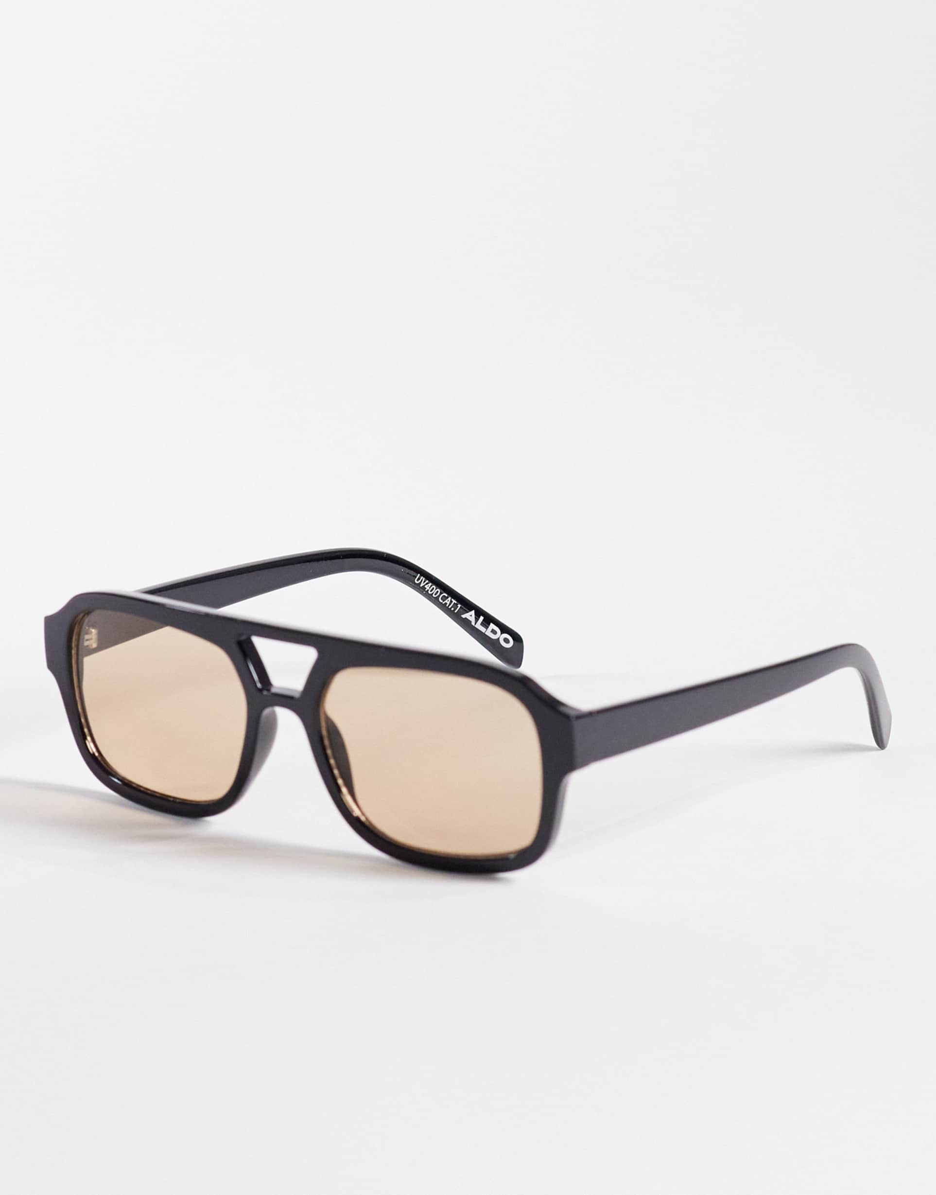 aldo afohal aviator sunglasses with brown lenses in black