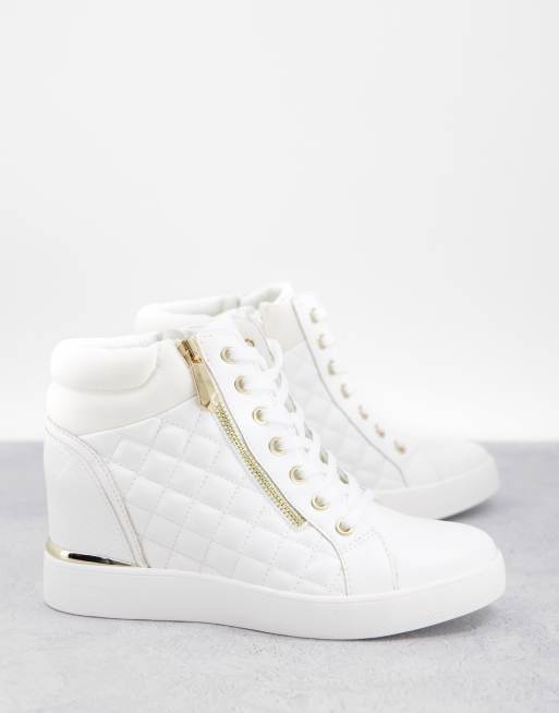 ALDO - Ailanna Doorgestikte sneakers met sleehak in wit | ASOS